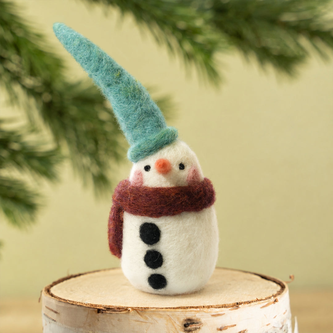 Snowman Ornament – Handmade Wool Felt Car & Bag Charm Decor | Woolbuddy