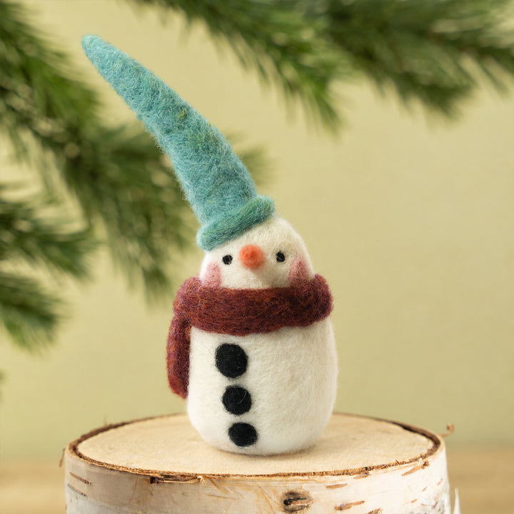 Snowman Ornament – Handmade Wool Felt Car & Bag Charm Decor | Woolbuddy