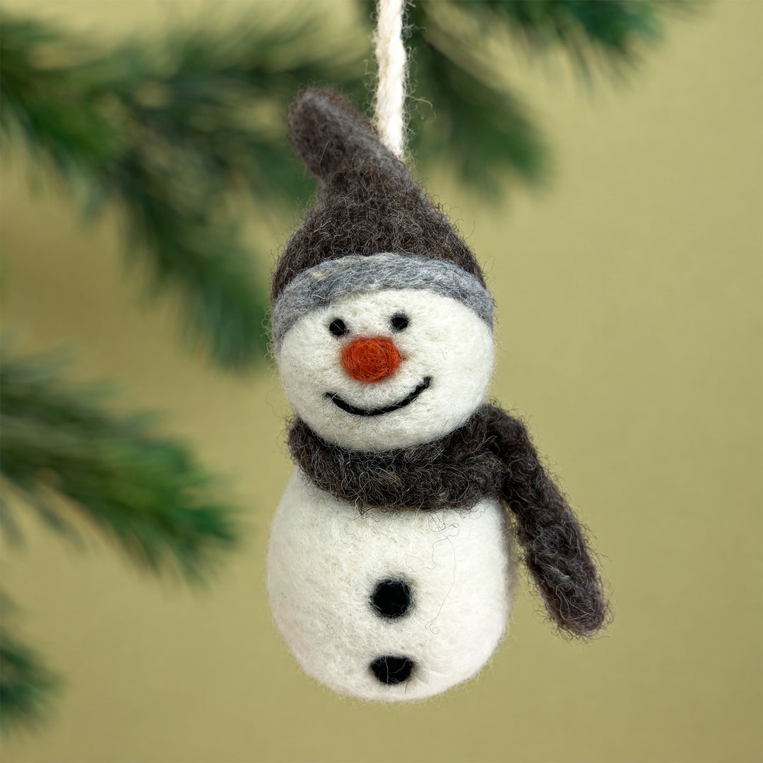 Snowman Ornament – Handmade Wool Felt Car & Bag Charm Decor | Woolbuddy