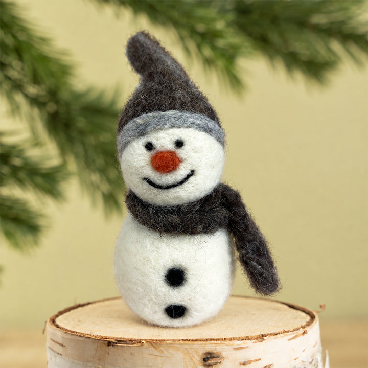 Snowman Ornament – Handmade Wool Felt Car & Bag Charm Decor | Woolbuddy