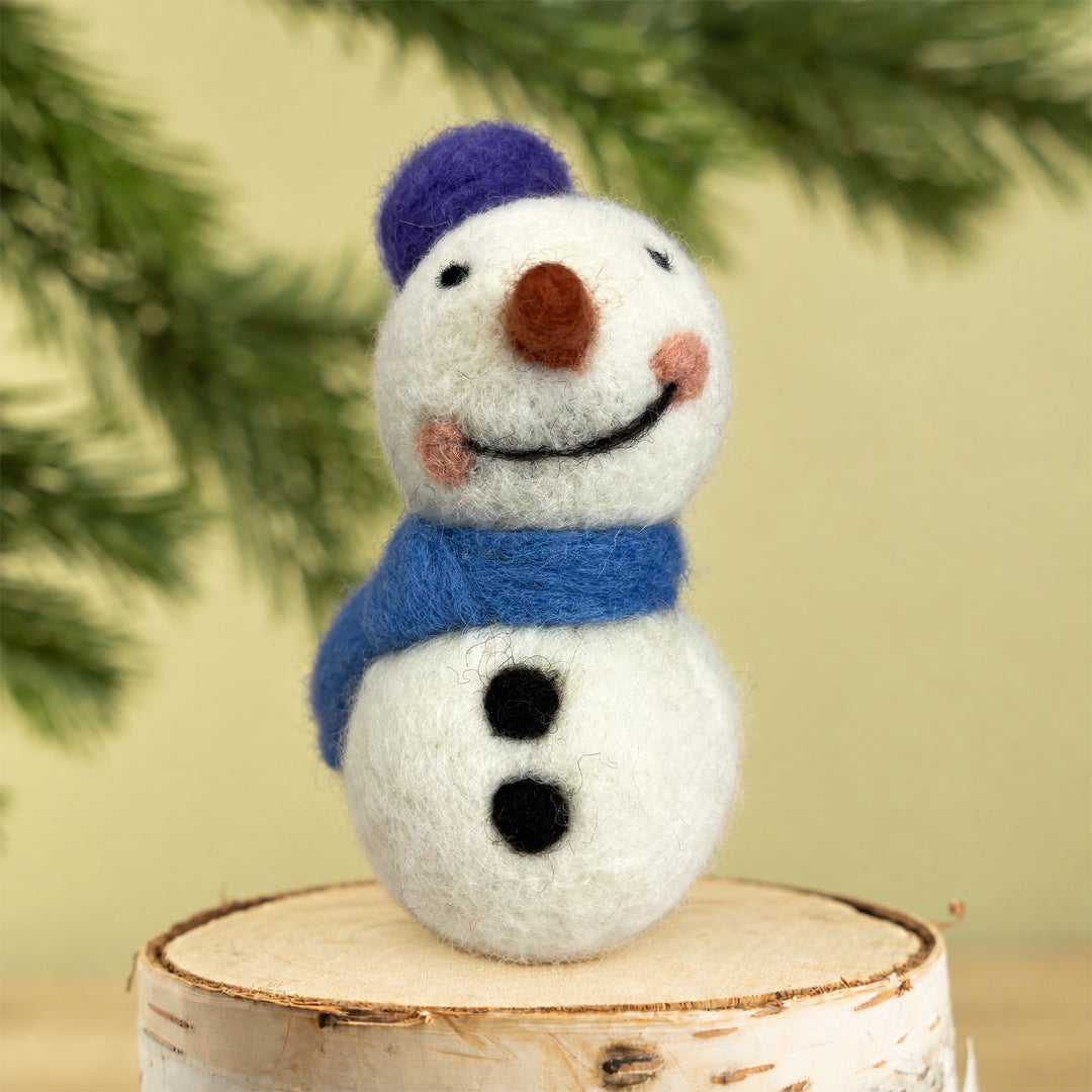 Snowman Ornament – Handmade Wool Felt Car & Bag Charm Decor | Woolbuddy