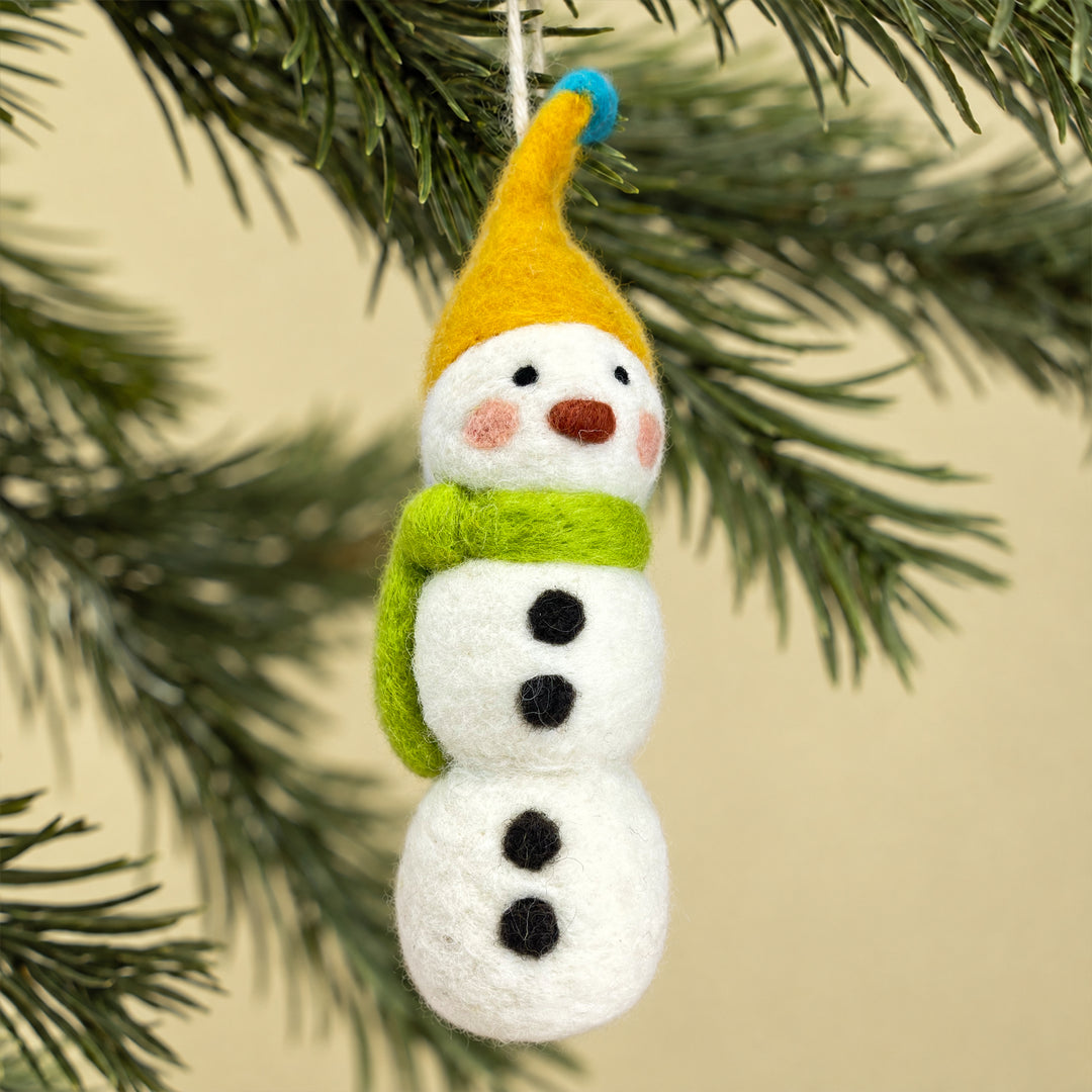 Snowman Ornament – Handmade Wool Felt Car & Bag Charm Decor | Woolbuddy