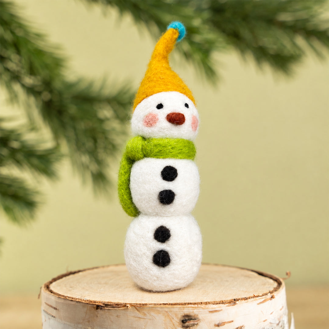 Snowman Ornament – Handmade Wool Felt Car & Bag Charm Decor | Woolbuddy