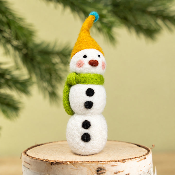 Snowman Ornament – Handmade Wool Felt Car & Bag Charm Decor | Woolbuddy