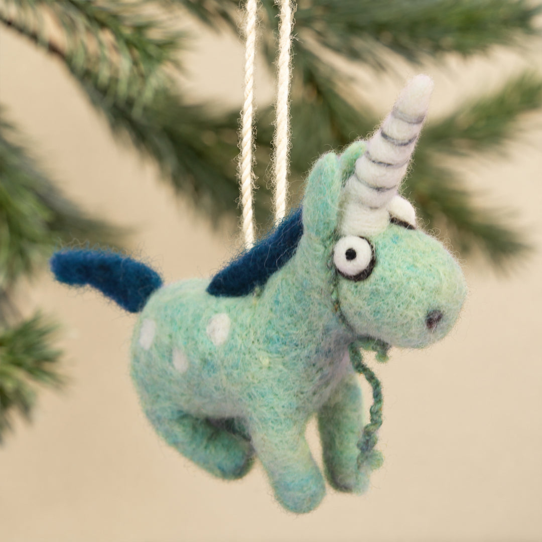 Unicorn Ornament – Handmade Felt Wool Car & Bag Charm Decor | Woolbuddy