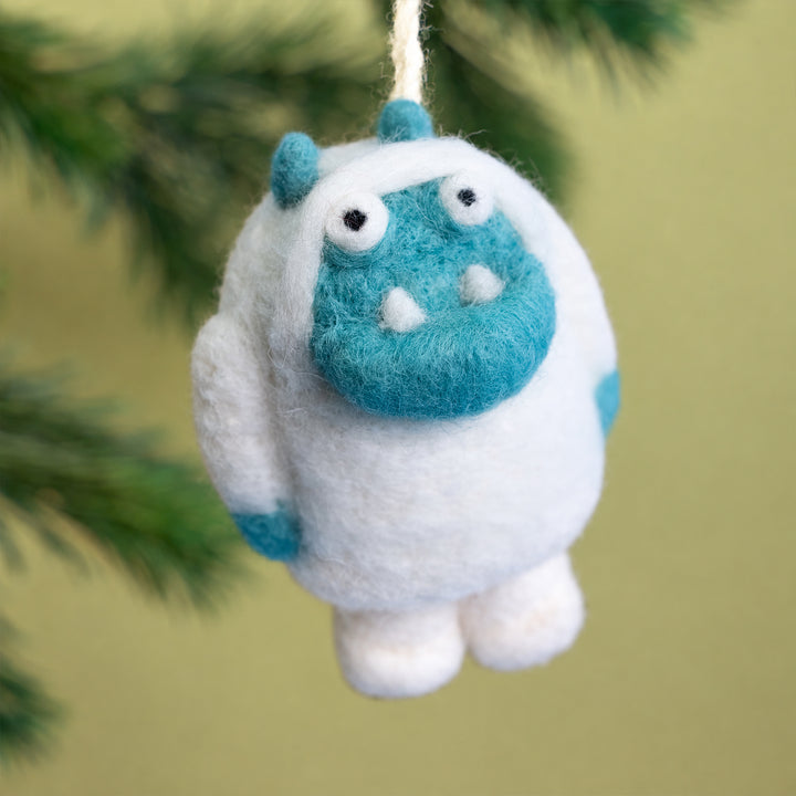Handmade Wool Felt Yeti Ornament – Cute Animal Decoration & Charm | Woolbuddy