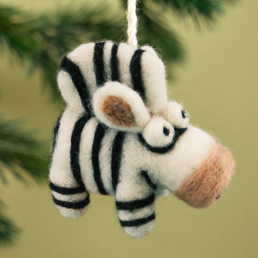 Zebra Ornament – Handmade Wool Felt Car & Bag Charm Decor | Woolbuddy