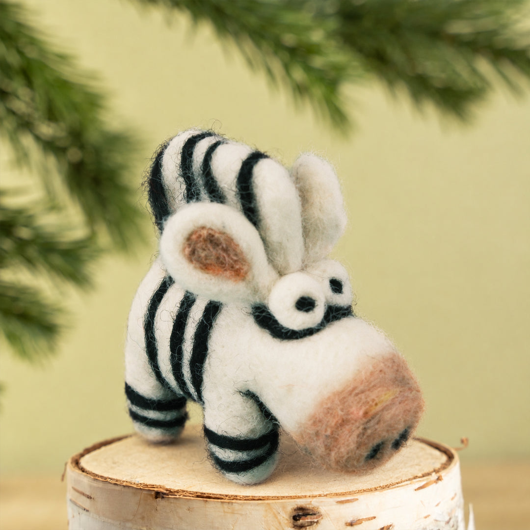 Zebra Ornament – Handmade Wool Felt Car & Bag Charm Decor | Woolbuddy
