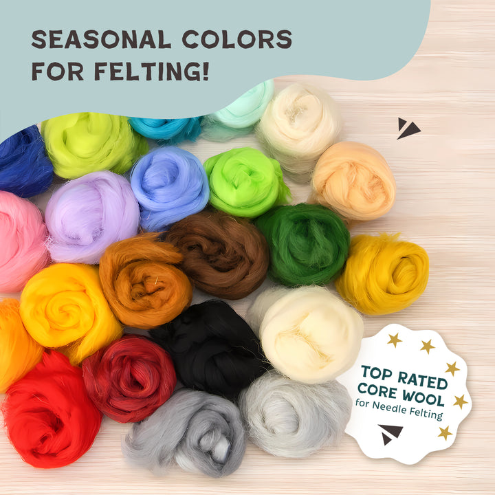 Four Season Merino Colored Wool – Soft Dyed Roving for Felting & Fiber Crafts | Woolbuddy
