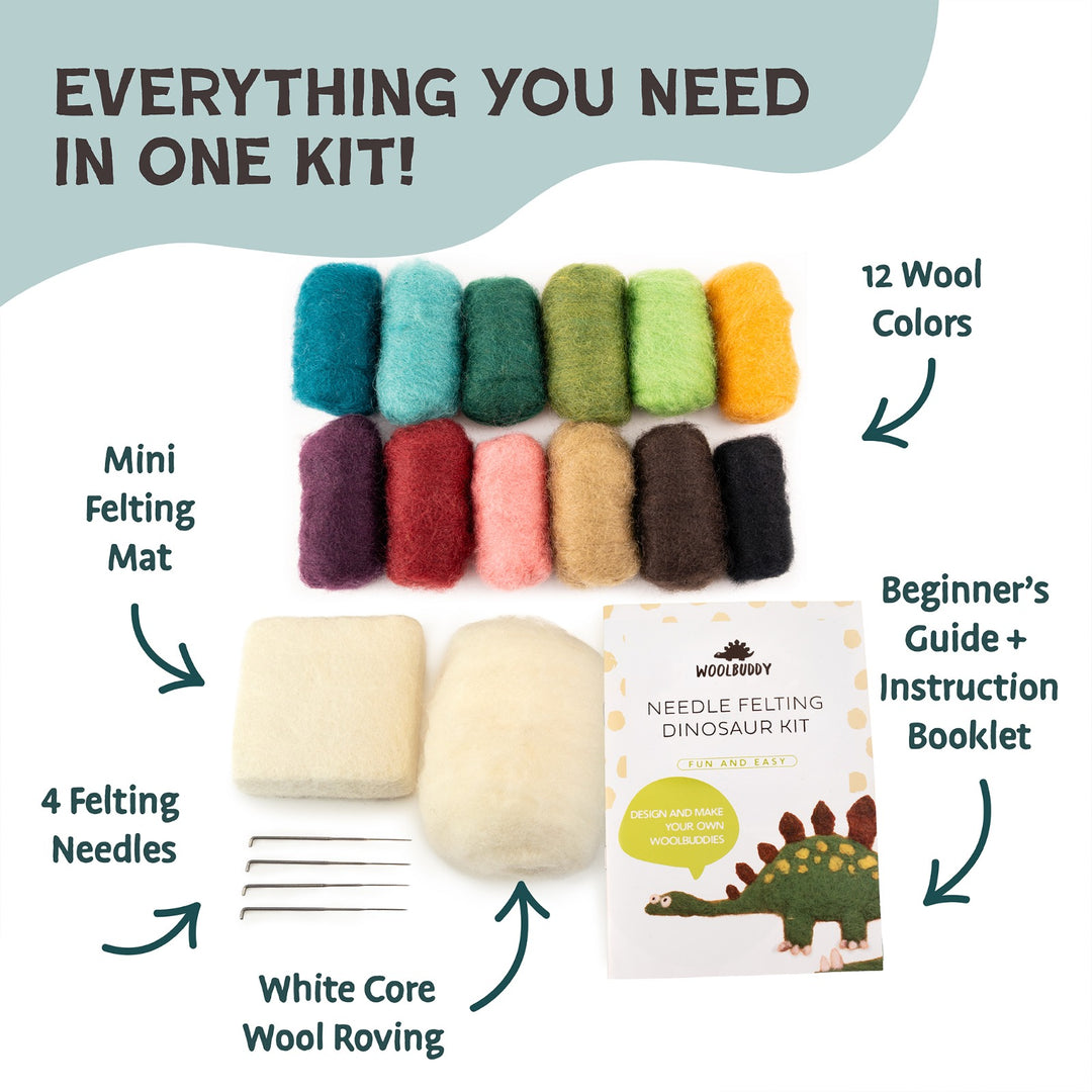 Needle Felting Dinosaur Kit for Beginners | Woolbuddy