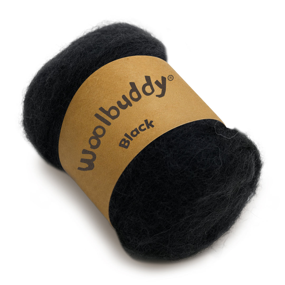 Corriedale Wool Black – Premium Wool Roving for Needle Felting & Crafts | Woolbuddy