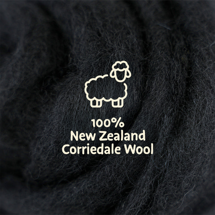 Corriedale Wool Black – Premium Wool Roving for Needle Felting & Crafts | Woolbuddy