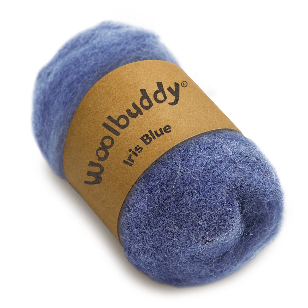 Corriedale Wool Iris Blue – Premium Wool Roving for Needle Felting & Crafts | Woolbuddy