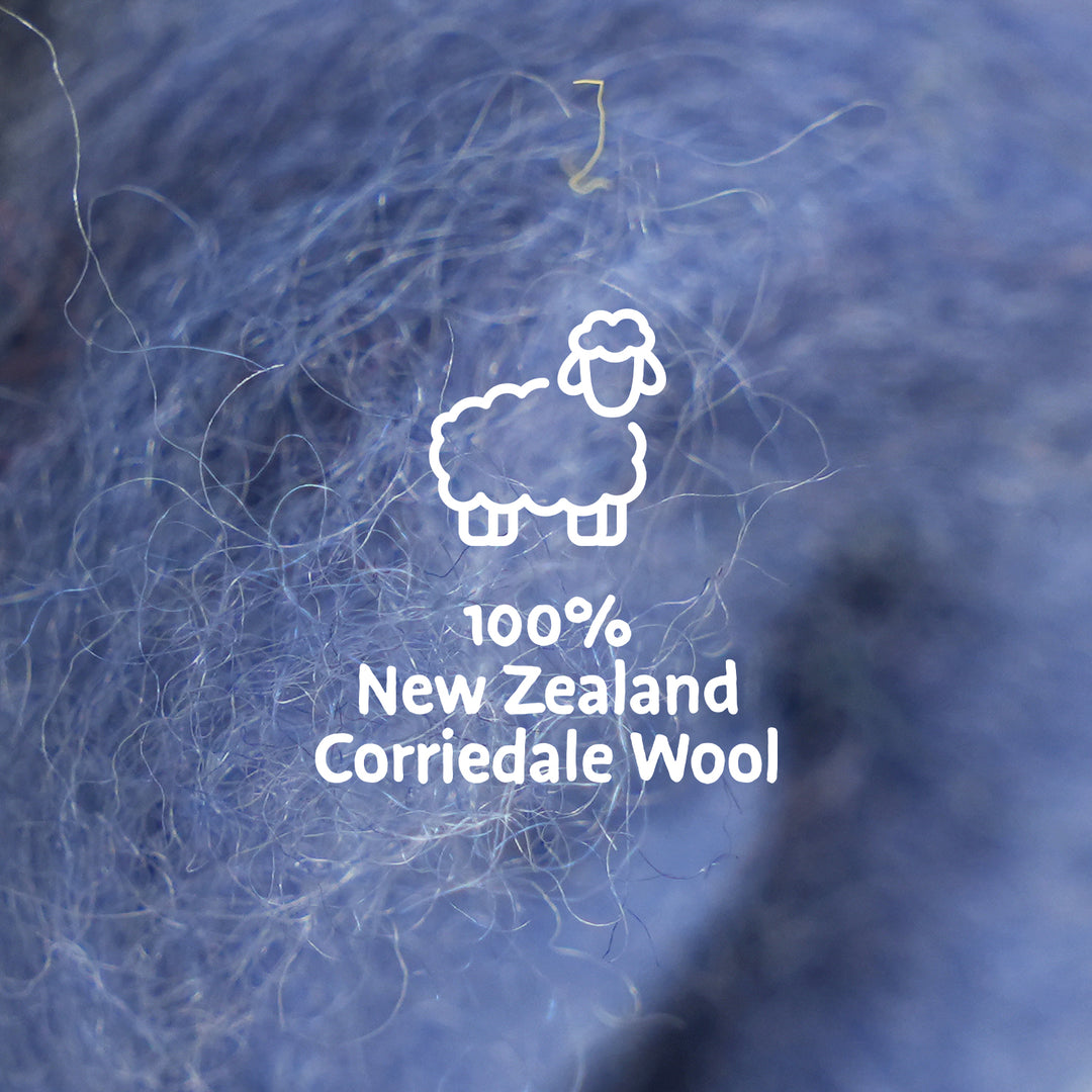 Corriedale Wool Iris Blue – Premium Wool Roving for Needle Felting & Crafts | Woolbuddy
