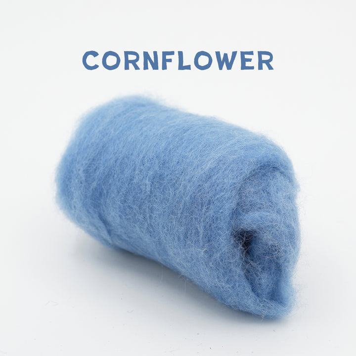 Corriedale Wool Cornflower Blue – Premium Wool Roving for Needle Felting & Crafts | Woolbuddy