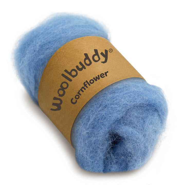 Corriedale Wool Cornflower Blue – Premium Wool Roving for Needle Felting & Crafts | Woolbuddy