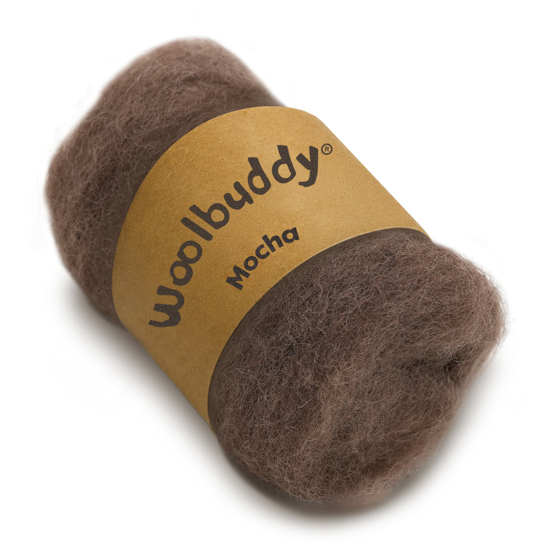 Corriedale Wool Mocha – Premium Wool Roving for Needle Felting & Crafts | Woolbuddy