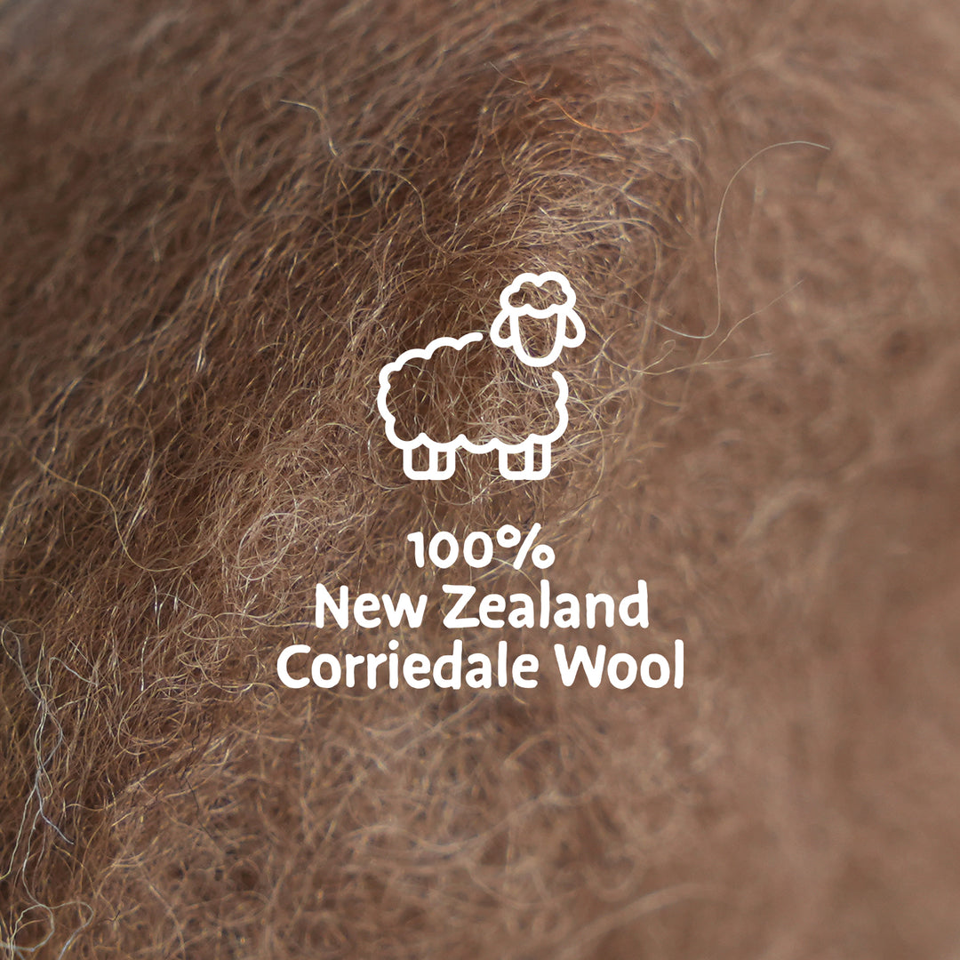 Corriedale Wool Mocha – Premium Wool Roving for Needle Felting & Crafts | Woolbuddy