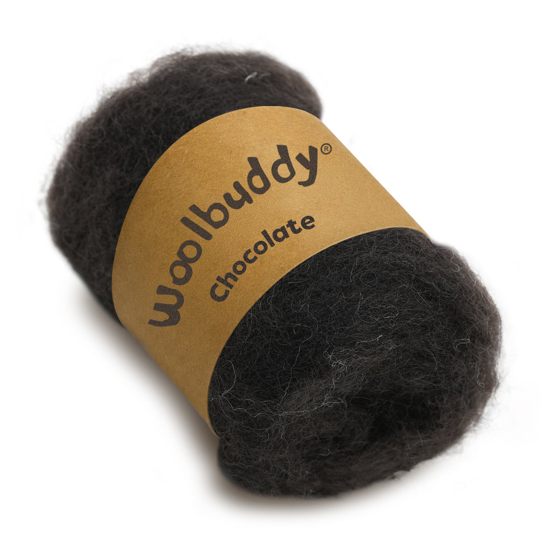 Corriedale Wool Chocolate – Premium Wool Roving for Needle Felting & Crafts | Woolbuddy