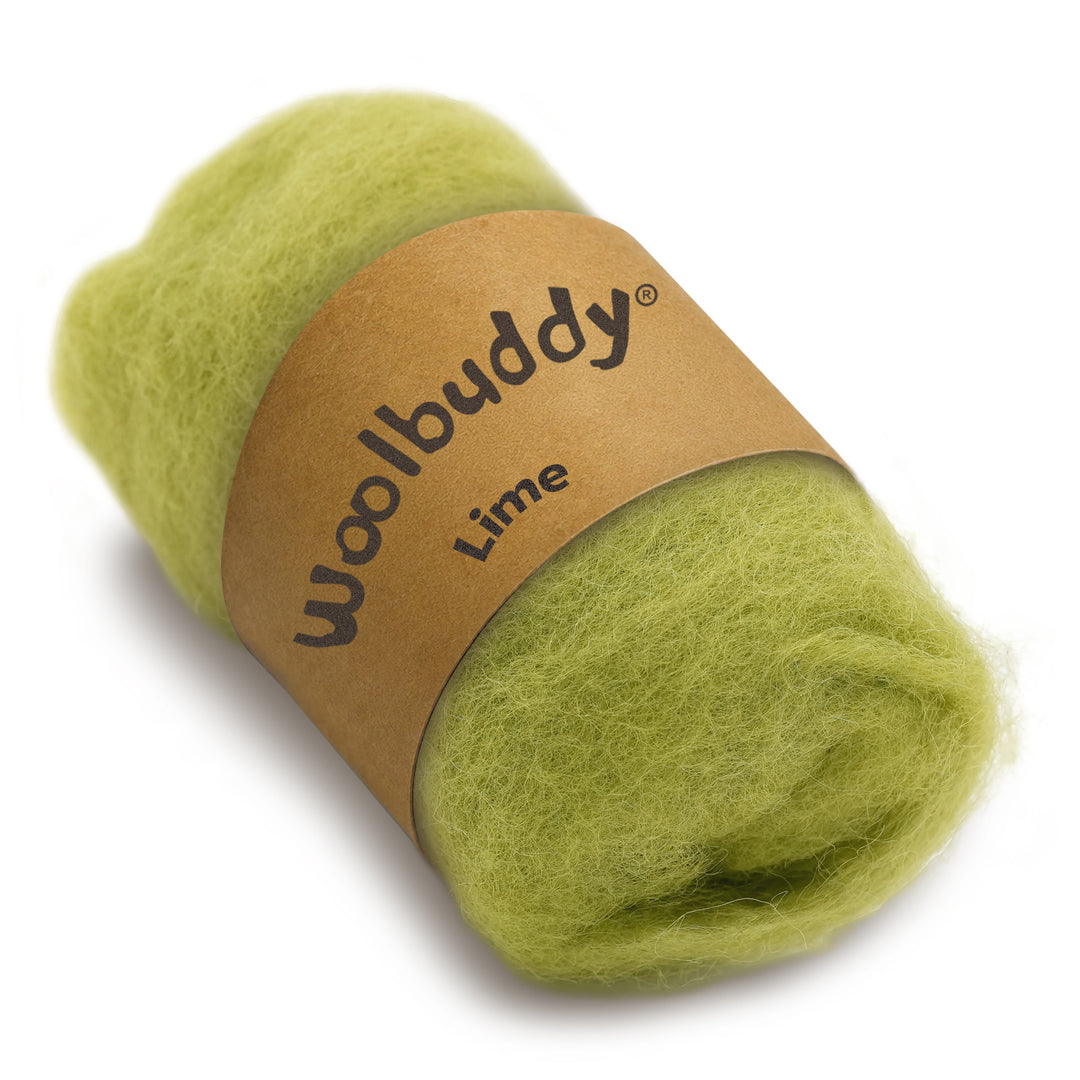 Corriedale Wool Lime – Premium Wool Roving for Needle Felting & Crafts | Woolbuddy