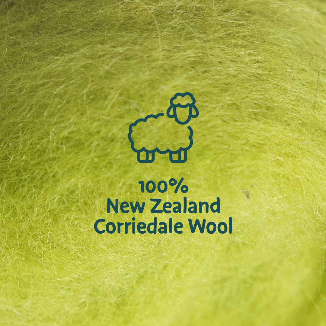 Corriedale Wool Lime – Premium Wool Roving for Needle Felting & Crafts | Woolbuddy
