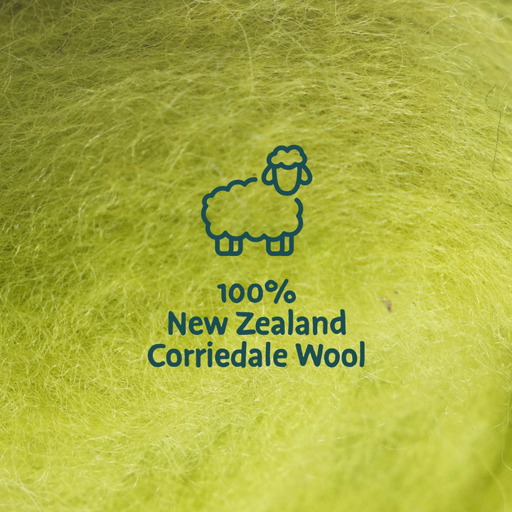 Corriedale Wool Lime – Premium Wool Roving for Needle Felting & Crafts | Woolbuddy