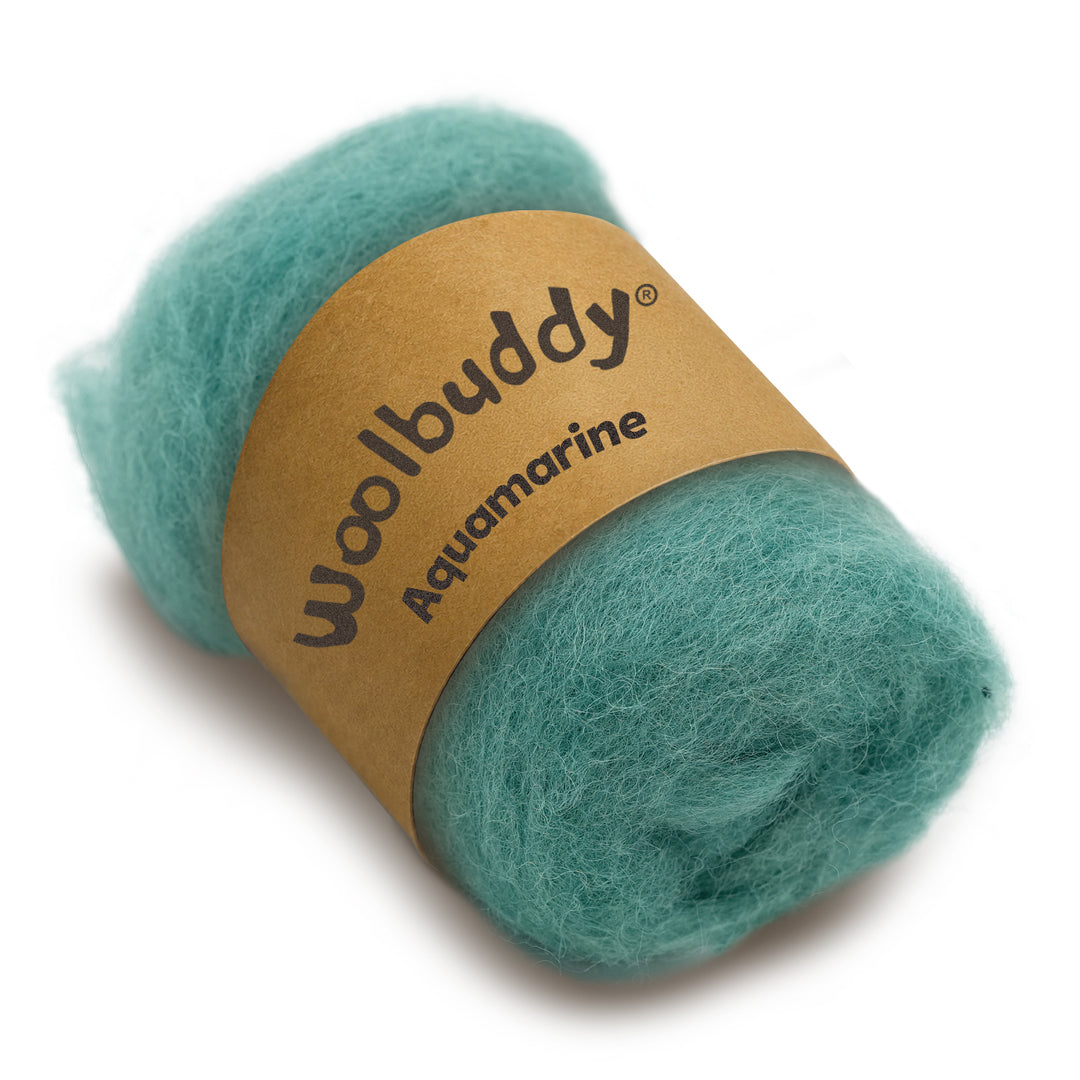 Corriedale Wool Aquamarine – Premium Wool Roving for Needle Felting & Crafts | Woolbuddy