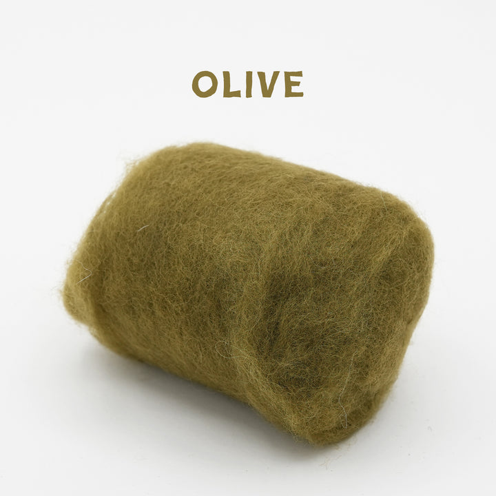 Corriedale Wool Olive – Premium Wool Roving for Needle Felting & Crafts | Woolbuddy