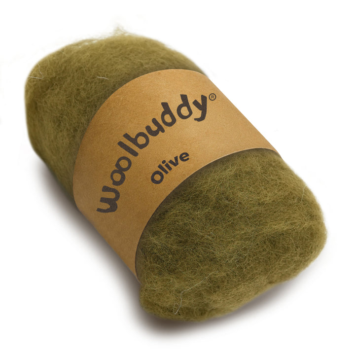 Corriedale Wool Olive – Premium Wool Roving for Needle Felting & Crafts | Woolbuddy