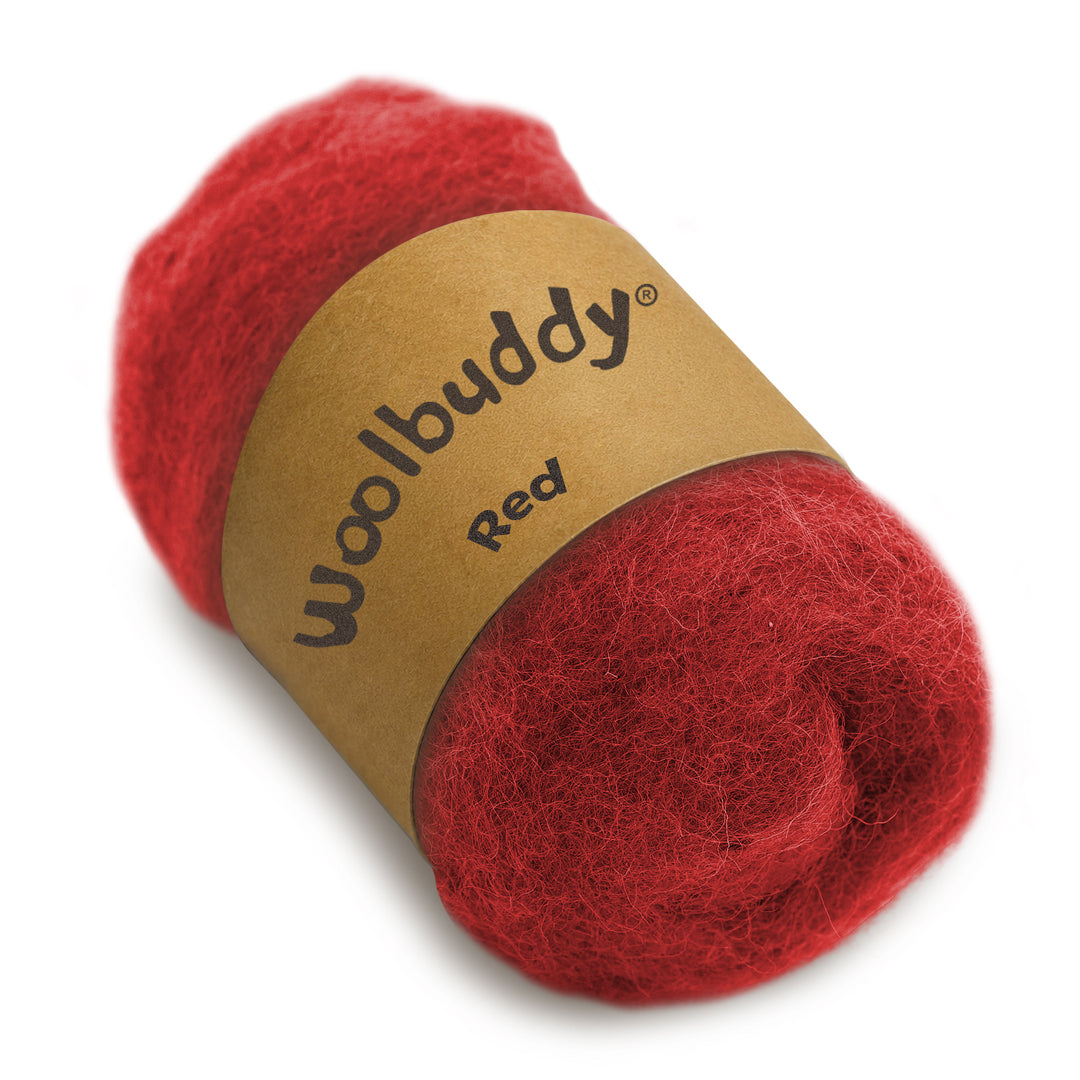 Corriedale Wool Red – Premium Wool Roving for Needle Felting & Crafts | Woolbuddy