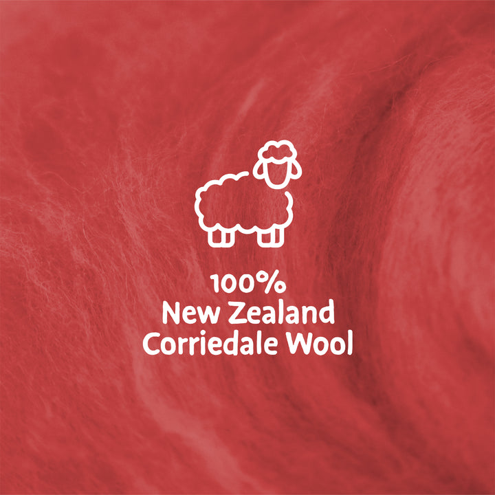 Corriedale Wool Red – Premium Wool Roving for Needle Felting & Crafts | Woolbuddy