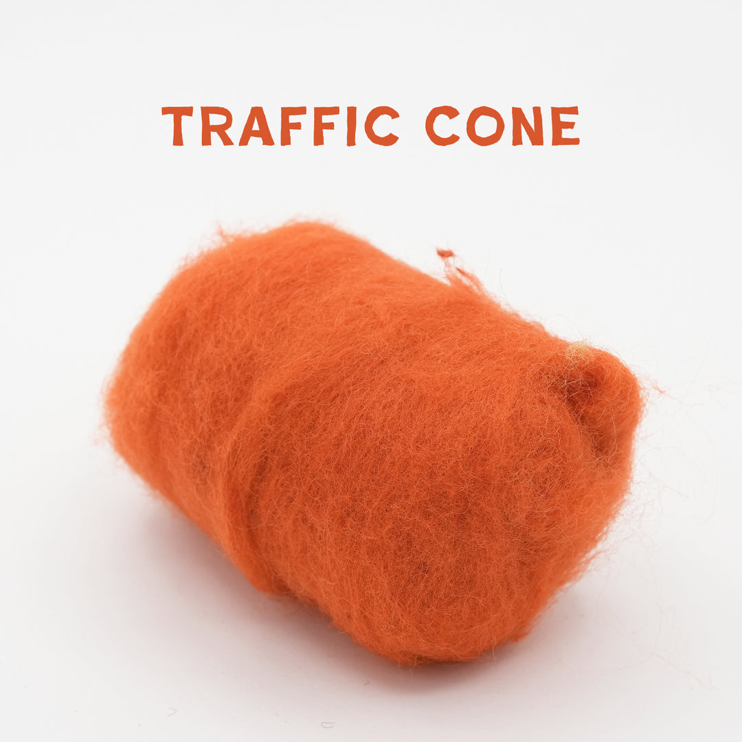 Corriedale Wool Traffic Cone – Premium Wool Roving for Needle Felting & Crafts | Woolbuddy