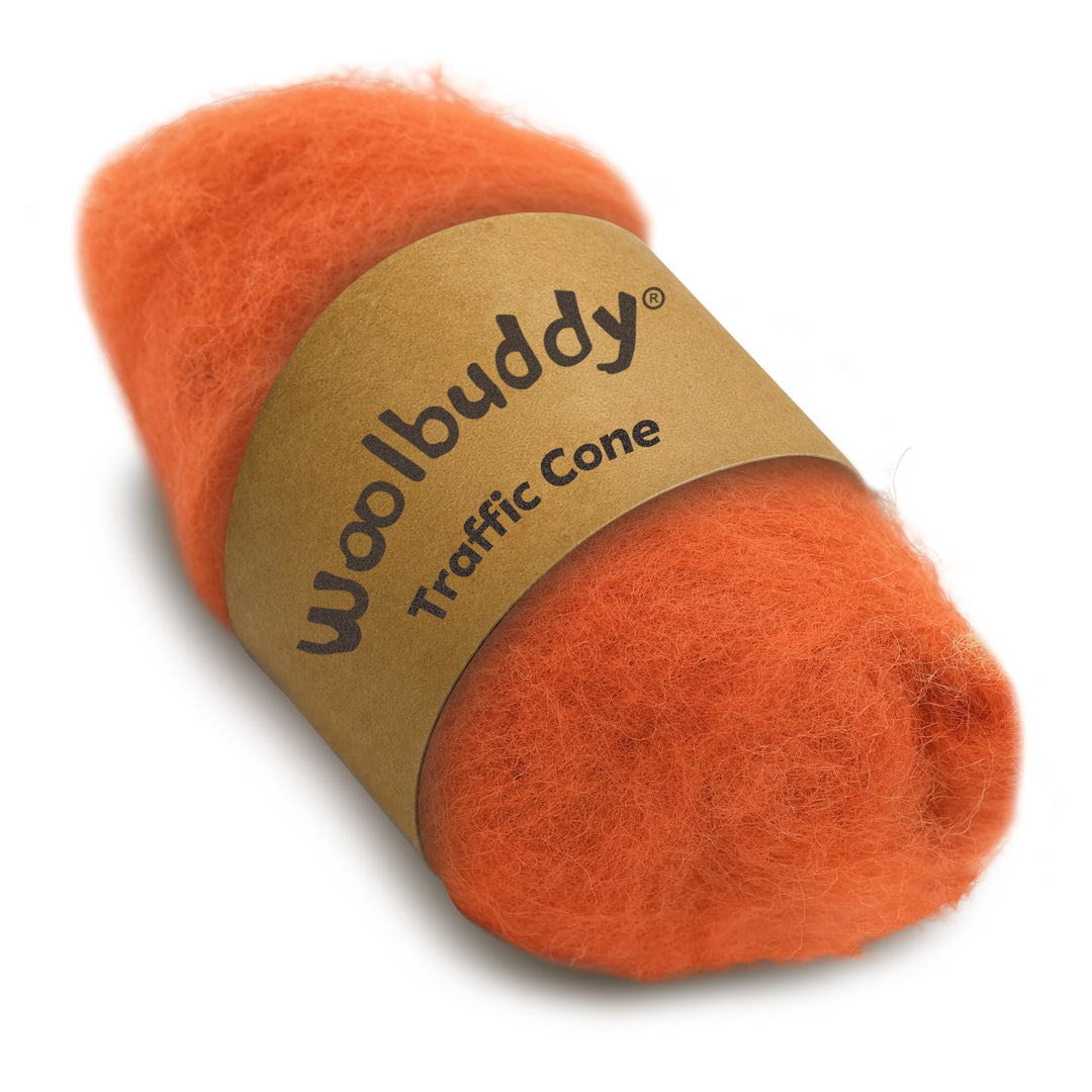 Corriedale Wool Traffic Cone – Premium Wool Roving for Needle Felting & Crafts | Woolbuddy