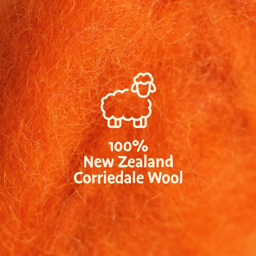 Corriedale Wool Traffic Cone – Premium Wool Roving for Needle Felting & Crafts | Woolbuddy