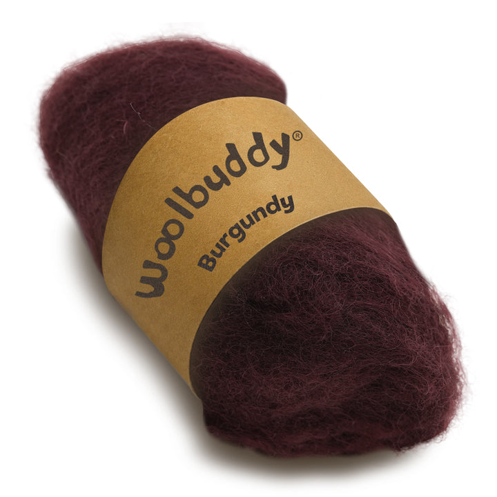 Corriedale Wool Burgundy – Premium Natural Wool Roving for Needle Felting & Crafts | Woolbuddy