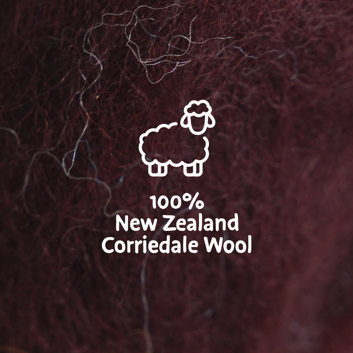 Corriedale Wool Burgundy – Premium Natural Wool Roving for Needle Felting & Crafts | Woolbuddy