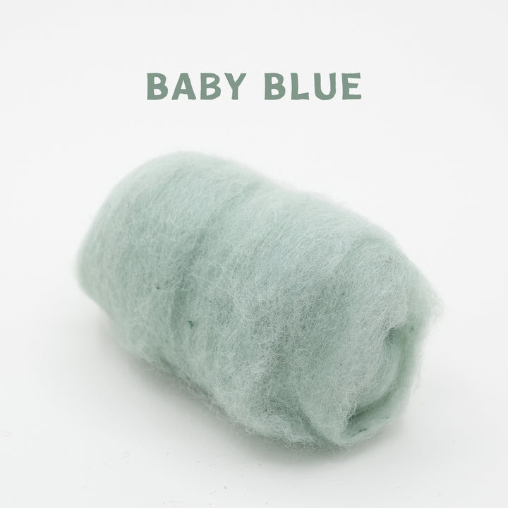 Corriedale Wool Baby Blue – Premium Wool Roving for Needle Felting & Crafts | Woolbuddy