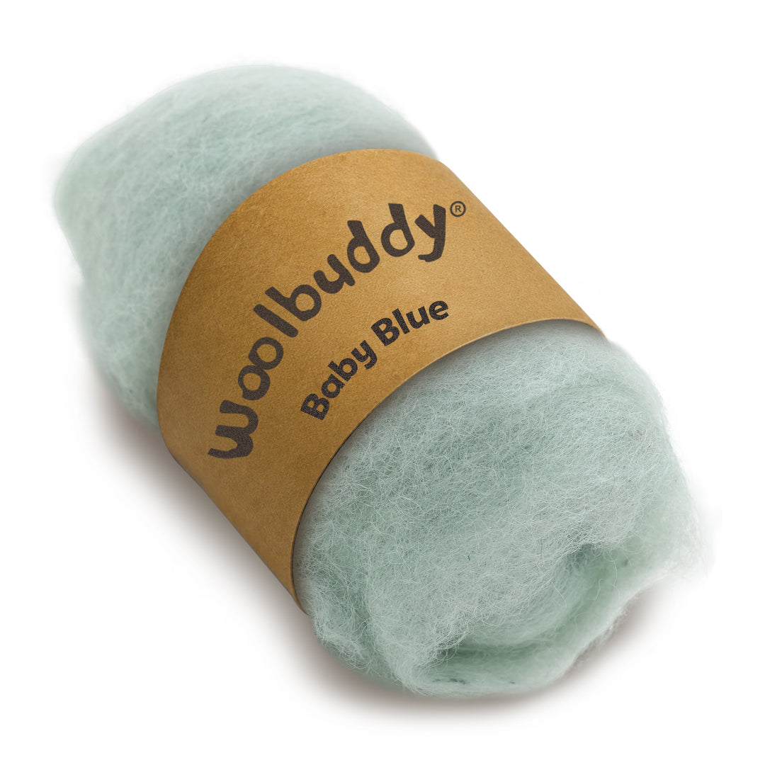 Corriedale Wool Baby Blue – Premium Wool Roving for Needle Felting & Crafts | Woolbuddy