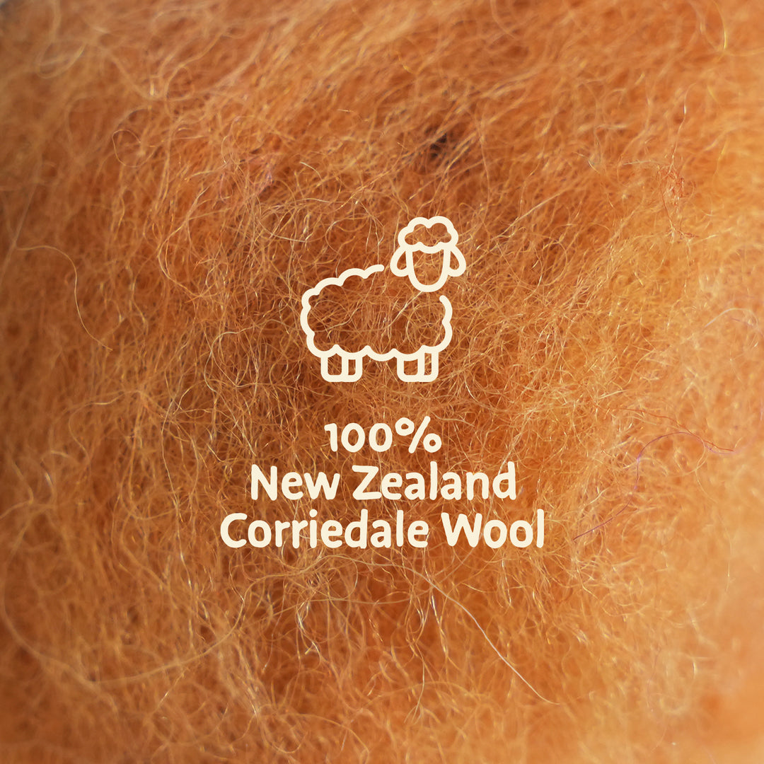 Corriedale Wool Butternut Squash – Premium Wool Roving for Needle Felting & Crafts | Woolbuddy