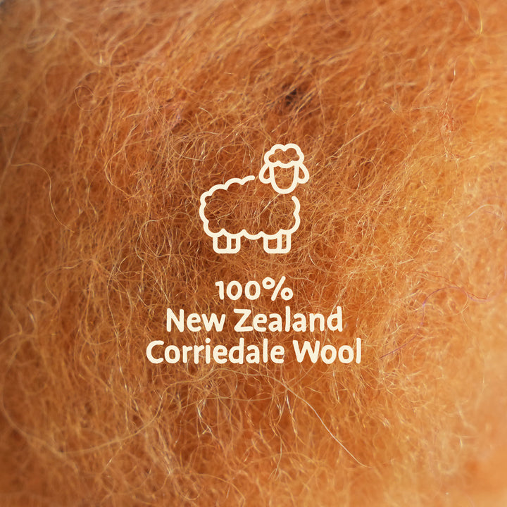 Corriedale Wool Butternut Squash – Premium Wool Roving for Needle Felting & Crafts | Woolbuddy