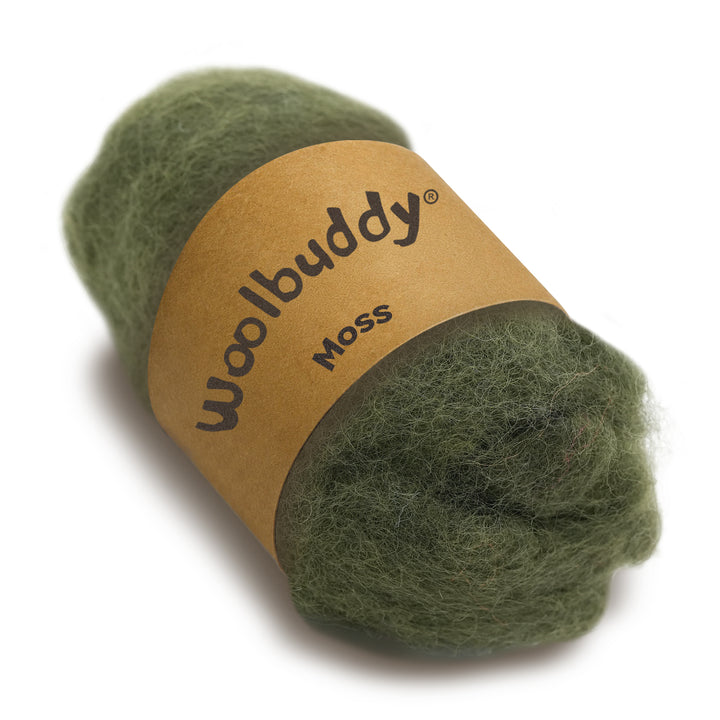 Corriedale Wool Moss – Premium Wool Roving for Needle Felting & Crafts | Woolbuddy