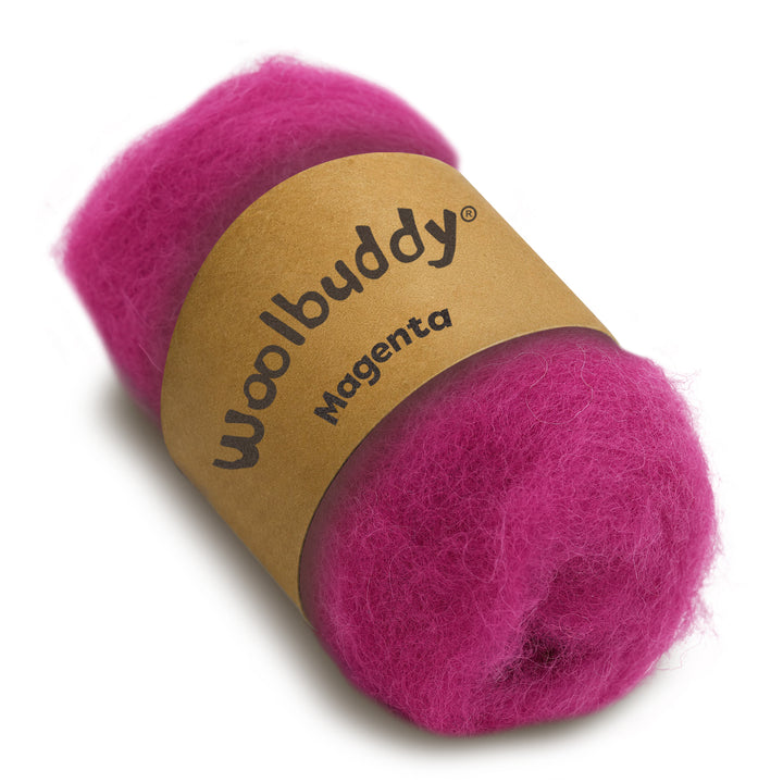 Corriedale Wool Magenta – Premium Wool Roving for Needle Felting & Crafts | Woolbuddy