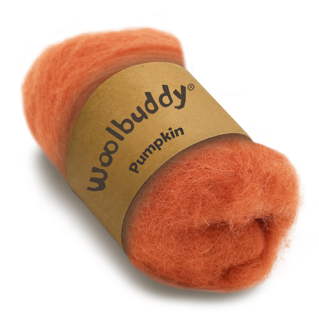 Corriedale Wool Pumpkin – Premium Wool Roving for Needle Felting & Crafts | Woolbuddy