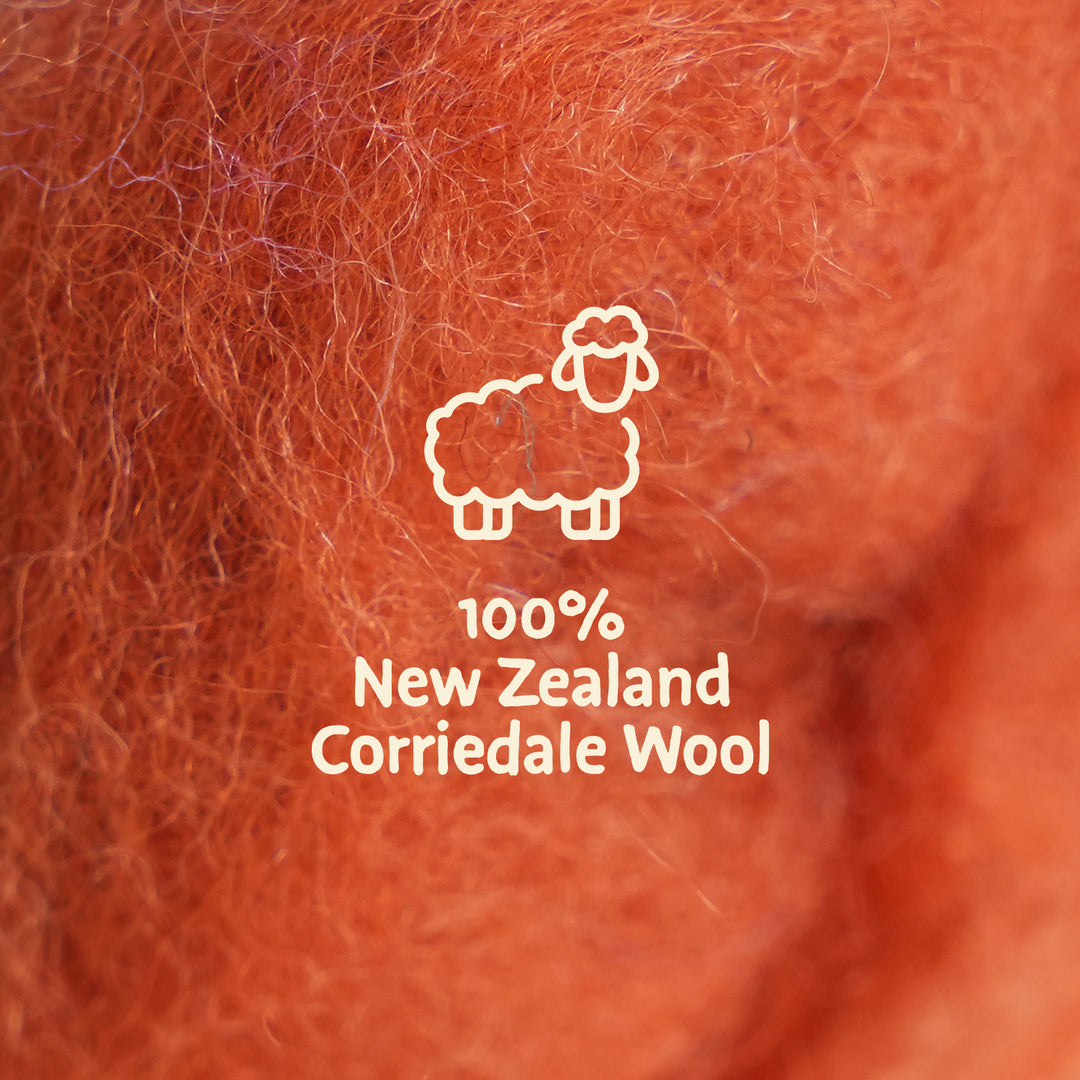 Corriedale Wool Pumpkin – Premium Wool Roving for Needle Felting & Crafts | Woolbuddy