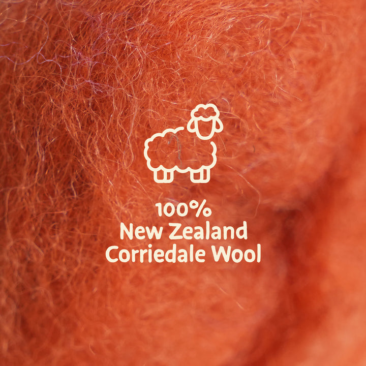Corriedale Wool Pumpkin – Premium Wool Roving for Needle Felting & Crafts | Woolbuddy