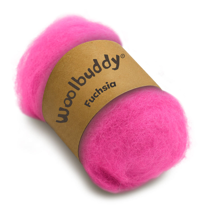 Corriedale Wool Fuchsia – Premium Wool Roving for Needle Felting & Crafts | Woolbuddy