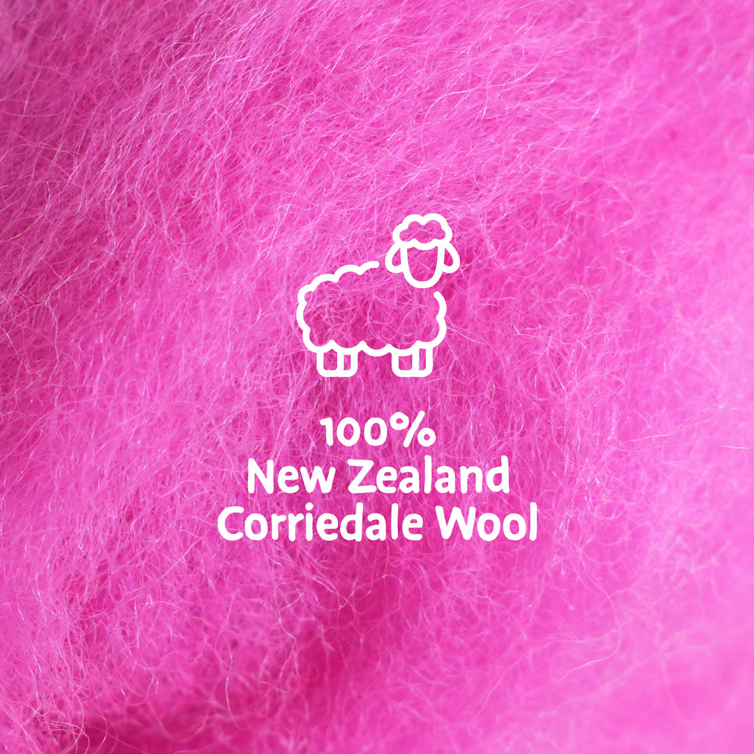 Corriedale Wool Fuchsia – Premium Wool Roving for Needle Felting & Crafts | Woolbuddy