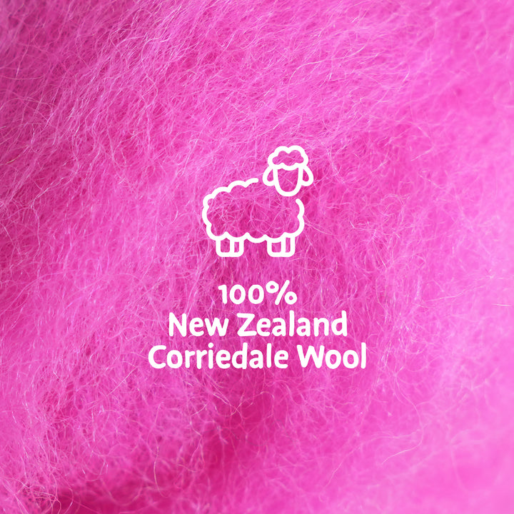 Corriedale Wool Fuchsia – Premium Wool Roving for Needle Felting & Crafts | Woolbuddy