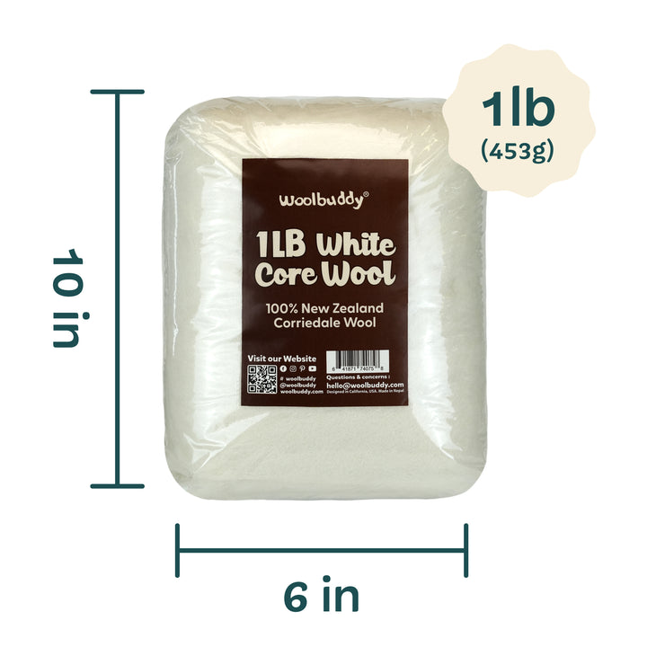 White Core Wool – Soft Natural Wool Roving for Needle Felting | Woolbuddy