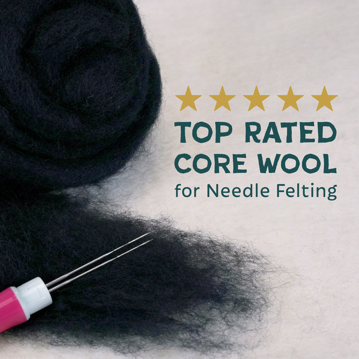 Corriedale Wool Black – Premium Wool Roving for Needle Felting & Crafts | Woolbuddy